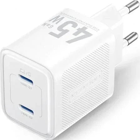 Cargador de Pared GaN Vention FEFW0-EU/ 2xUSB Tipo-C/ 45W - PixelPlaza