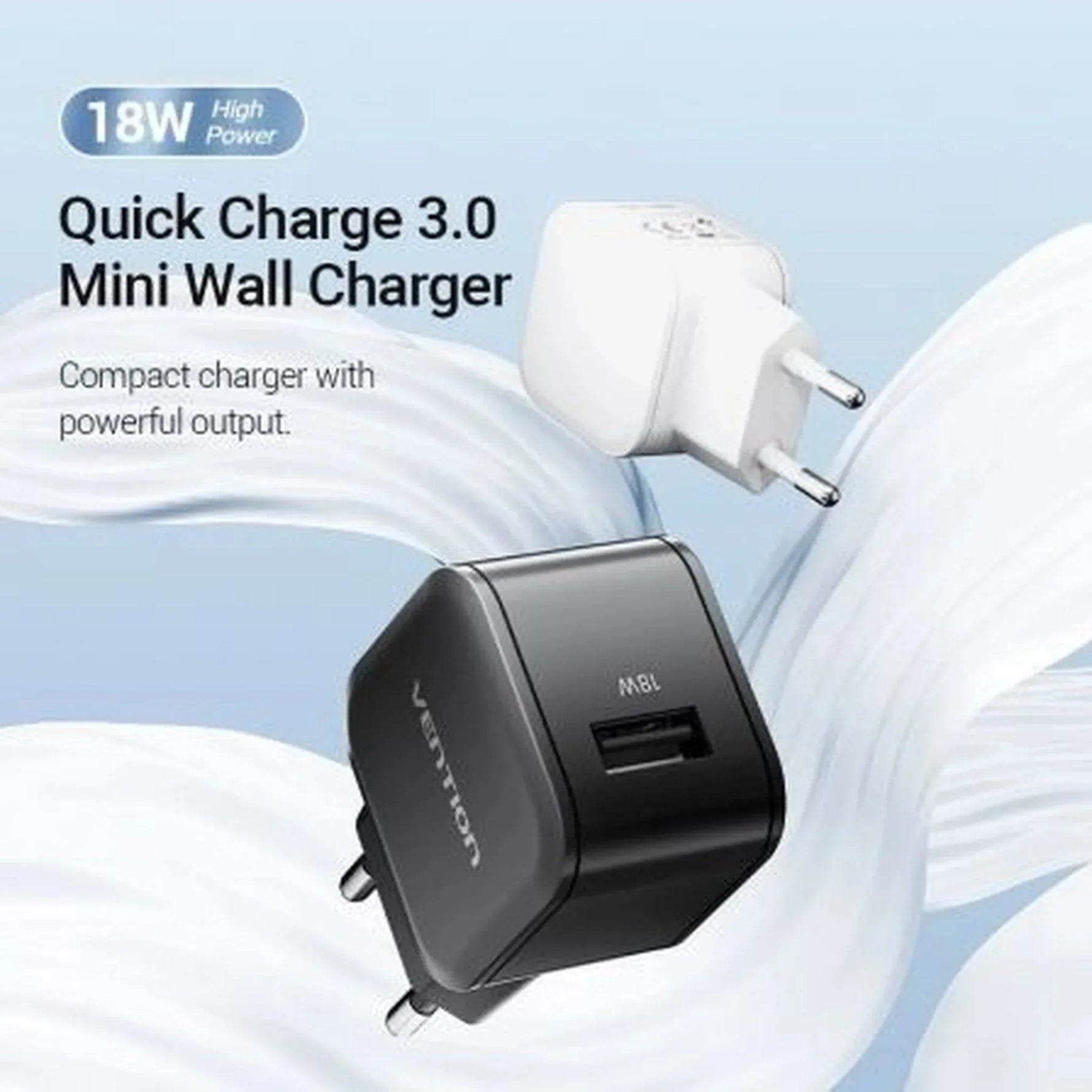 Cargador de Pared GaN Vention FEKB0-EU/ 1xUSB/ 18W - PixelPlaza