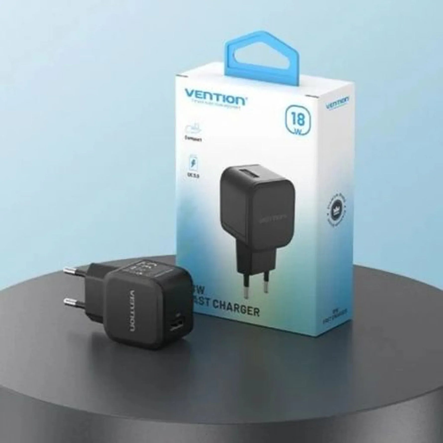 Cargador de Pared GaN Vention FEKB0-EU/ 1xUSB/ 18W - PixelPlaza