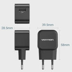 Cargador de Pared GaN Vention FEKB0-EU/ 1xUSB/ 18W - PixelPlaza