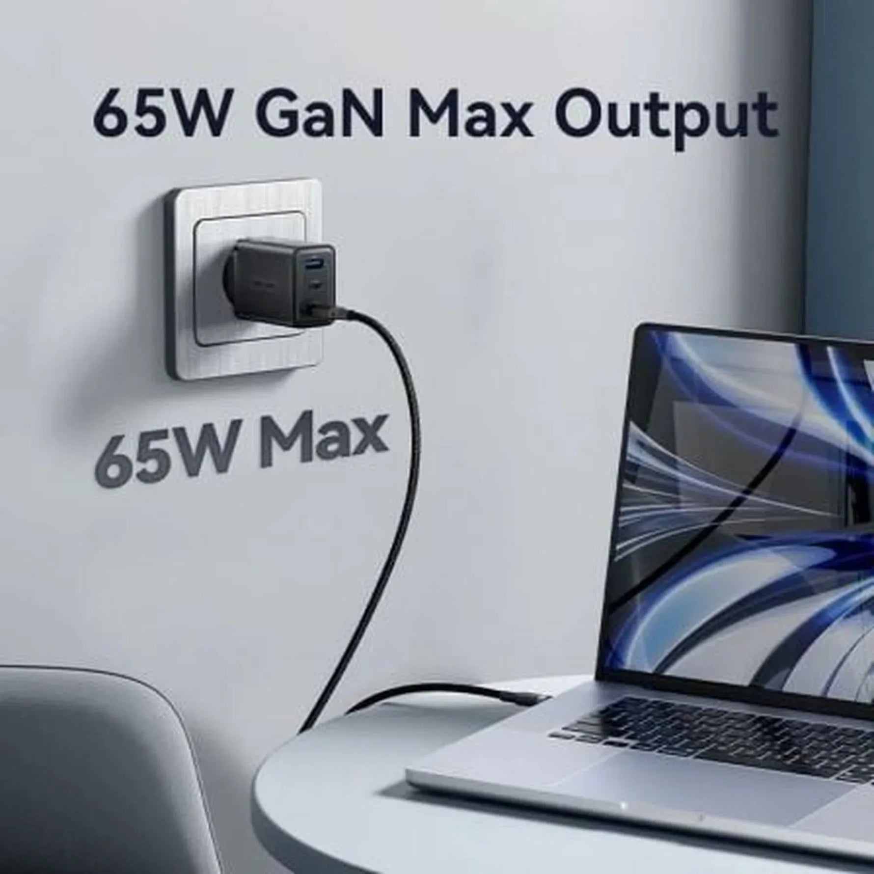 Cargador de Pared GaN Vention FERB0-EU/ 2xUSB Tipo-C/ 1xUSB/ 65W - PixelPlaza