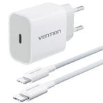 Cargador de Pared GaN Vention G12W0-EU/ 1xUSB Tipo-C + Cable USB Tipo-C/ 1xUSB/ 20W - PixelPlaza