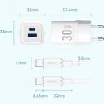 Cargador de Pared GaN Vention TZ-FEQW0-EU-01/ 1xUSB Tipo-C/ 1xUSB + Cable USB Tipo-C/ 30W - PixelPlaza