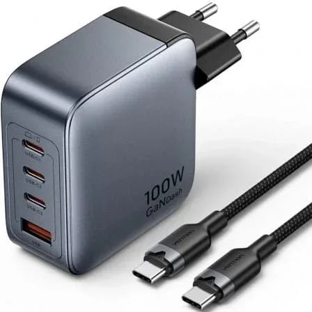 Cargador de Pared GaN Vention TZ-FETH0-EU/ 3xUSB Tipo-C/ 1xUSB/ 100W - PixelPlaza