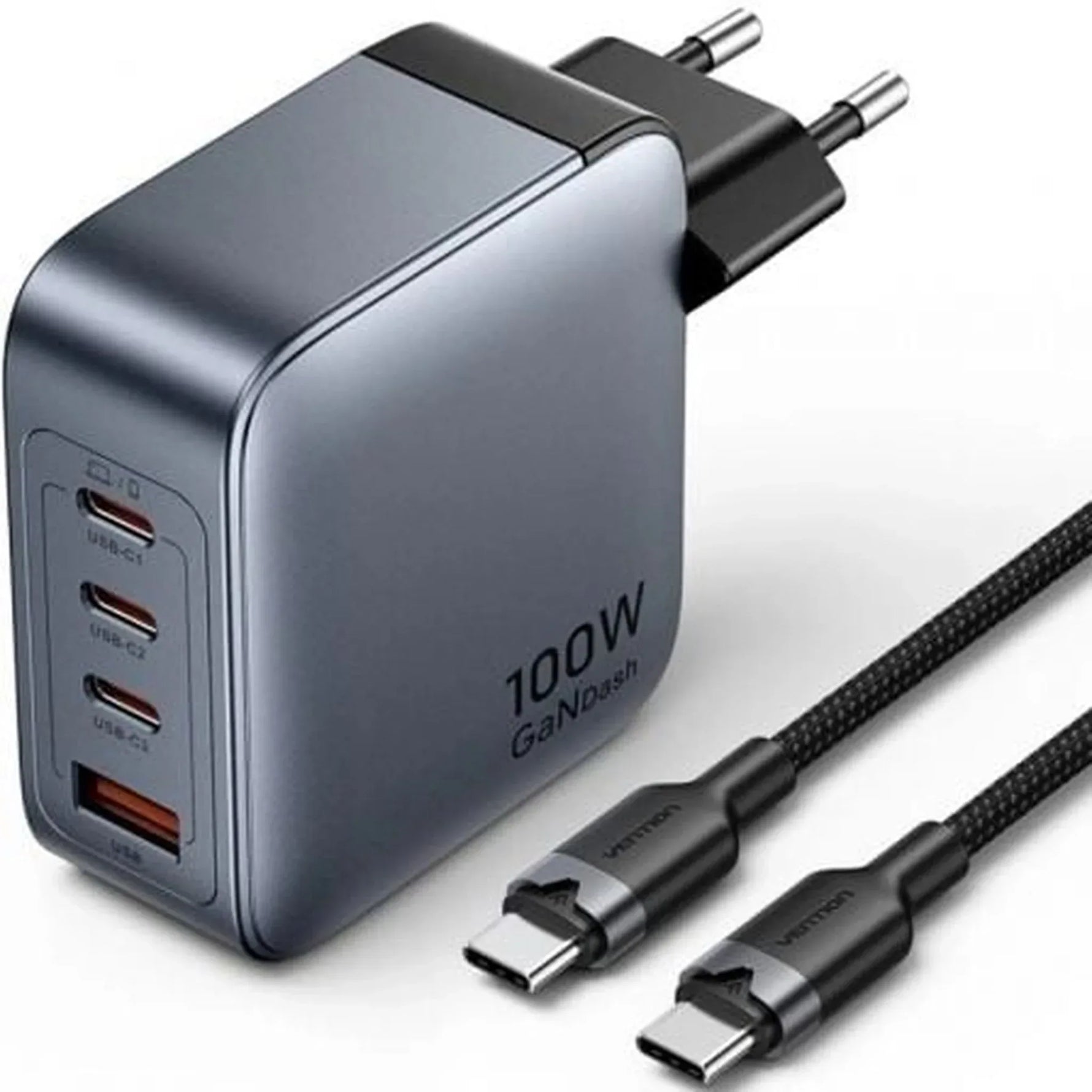 Cargador de Pared GaN Vention TZ-FETH0-EU/ 3xUSB Tipo-C/ 1xUSB/ 100W - PixelPlaza