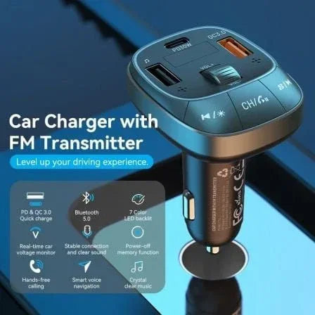 Transmisor FM/ MP3/ Bluetooth Vention FFLB0/ 1xUSB-Tipo C/ 2xUSB/ 30W - PixelPlaza