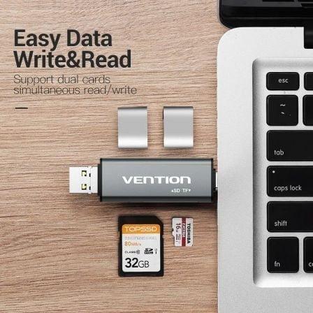 Lector de Tarjetas Externo Vention CCJH0/ USB 2.0 - PixelPlaza