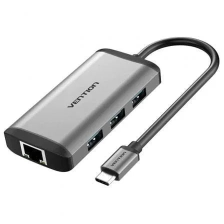 Docking USB Tipo-C Vention CNCHB/ 1xHDMI 4K/ 3xUSB/ 1xUSB Tipo-C PD/ 1xRJ45/ Gris - PixelPlaza