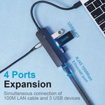 Hub USB Tipo-C Vention TGOBB/ 3xUSB/ 1xRJ45/ 1x Micro B PD/ Negro - PixelPlaza