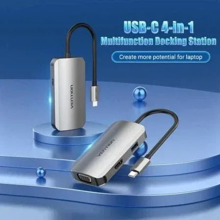 Docking USB Tipo-C Vention TOAHB/ 1xHDMI 4K/ 1xVGA/ 1xUSB/ 1xUSB Tipo-C PD/ Gris - PixelPlaza
