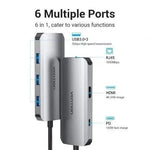 Docking USB Tipo-C Vention TOHHB/ 1xHDMI 4K/ 3xUSB/ 1xRJ45/ 1xUSB Tipo-C PD - PixelPlaza