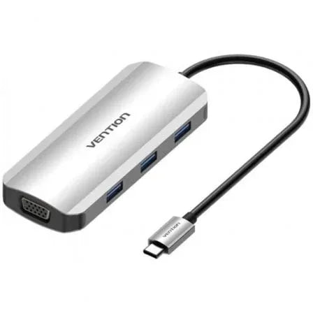 Docking USB Tipo-C Vention TOIHB/ 1xHDMI 4K/ 1xVGA/ 3xUSB/ 1xUSB Tipo-C PD/ Gris - PixelPlaza