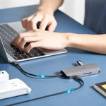 Docking USB Tipo-C Vention TOJHB/ 1xHDMI 4K/ 3xUSB/ 1xUSB Tipo-C/ 1xLector tarjetas/ Gris - PixelPlaza