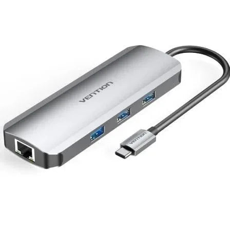 Docking USB Tipo-C Vention TOKHB/ 1xHDMI 4K/ 3xUSB/ 1xUSB Tipo-C PD/ 1xRJ45/ 1xLector Tarjetas SD y MicroSD/ Gris - PixelPlaza