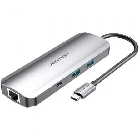 Docking USB Tipo-C Vention TOMHB/ 1xHDMI 4K/ 2xUSB/ 1xUSB Tipo-C/ 1xUSB Tipo-C PD/ 1xRJ45/ 1xLector Tarjetas SD y MicroSD/ Jack 3.5/ Gris - PixelPlaza