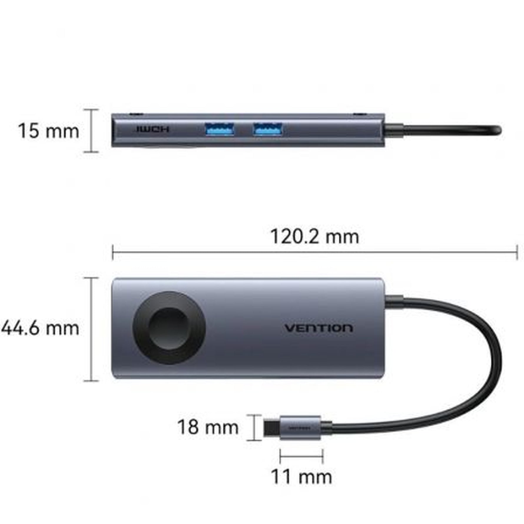 Docking USB Tipo-C con Carga Inalámbrica Vention TPMHB/ 1xHDMI 4K/ 2xUSB/ 1xUSB Tipo-C/ 1xUSB Tipo-C PD/ Gris