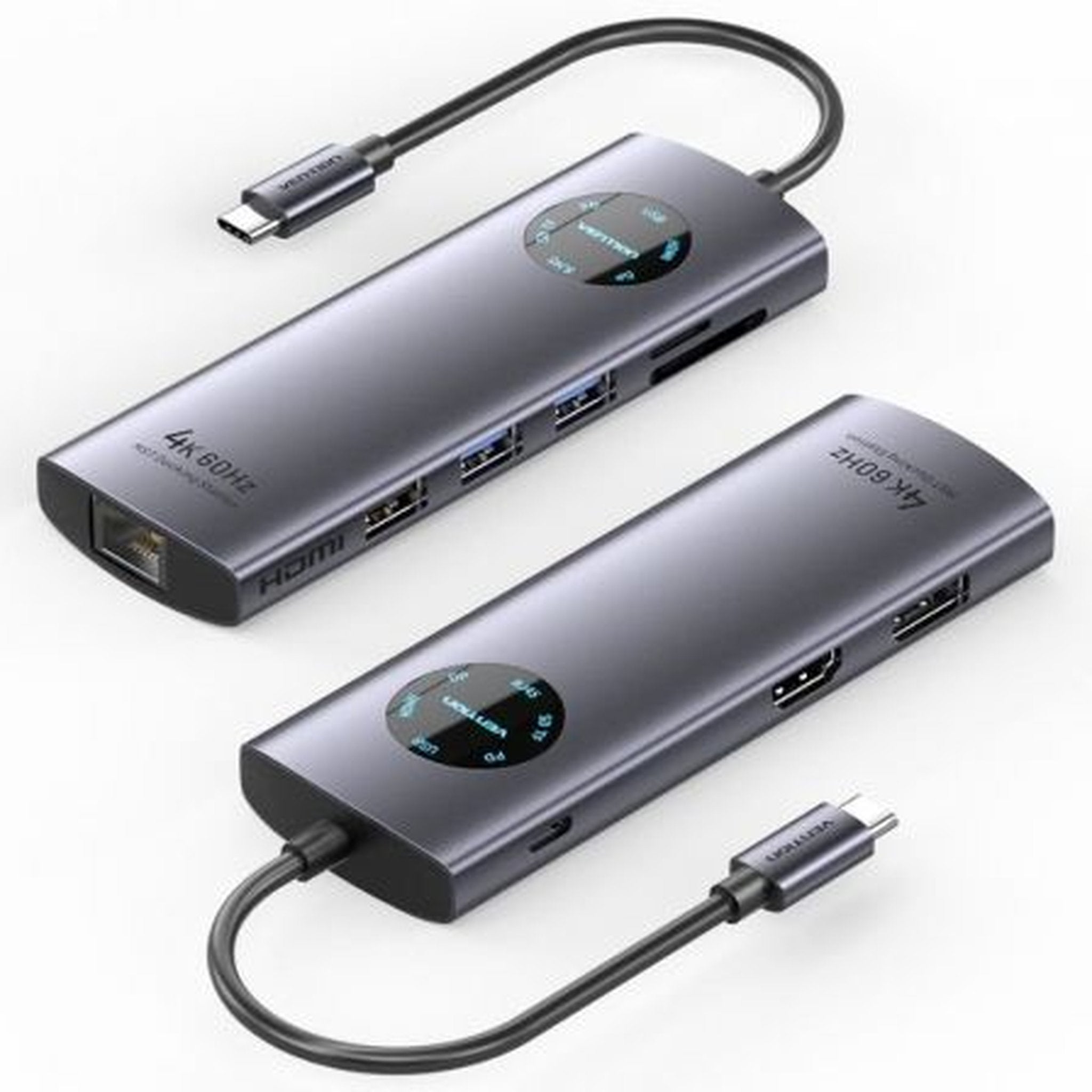 Docking USB Tipo-C Vention TQUHB/ 1xHDMI 4K/ 1xDisplayPort/ 3xUSB/ 1xRJ45/ 1xUSB Tipo-C PD/ 1xLector Tarjetas/ Gris