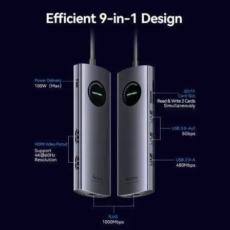 Docking USB Tipo-C Vention TQVHB/ 2xHDMI 4K/ 3xUSB/ 1xRJ45/ 1xLector de Tarjetas/ 1xUSB Tipo-C PD/ Gris - PixelPlaza