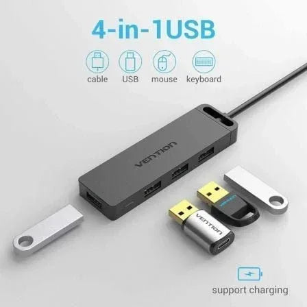 Hub USB 3.0 Vention CHLBB/ 4xUSB/ 1xMicroUSB PD - PixelPlaza
