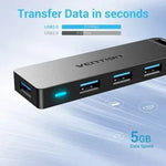Hub USB 3.0 Vention CHLBD/ 4xUSB/ MicroUSB PD/ 50cm - PixelPlaza