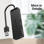 Hub USB 3.0 Vention CHVBB/ 3xUSB/ 1xMicroUSB PD/ 1xLector Tarjetas/ Negro - PixelPlaza