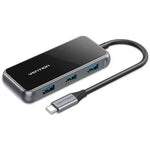 Hub USB Tipo-C Vention TFDHB/ 4xUSB/ 1xUSB Tipo-C PD/ Gris - PixelPlaza