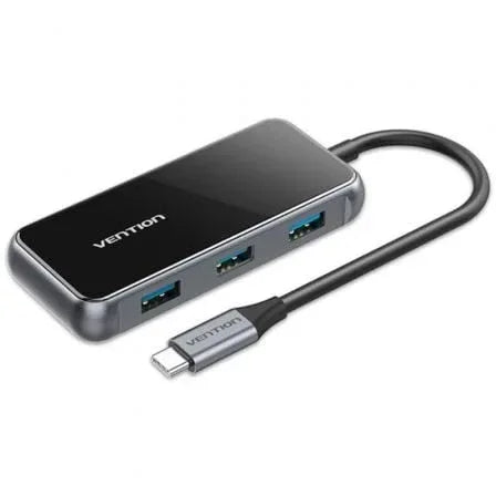 Hub USB Tipo-C Vention TFDHB/ 4xUSB/ 1xUSB Tipo-C PD/ Gris - PixelPlaza