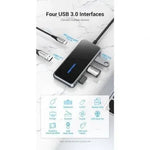 Hub USB Tipo-C Vention TFDHB/ 4xUSB/ 1xUSB Tipo-C PD/ Gris - PixelPlaza