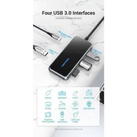 Hub USB Tipo-C Vention TFDHB/ 4xUSB/ 1xUSB Tipo-C PD/ Gris - PixelPlaza