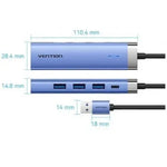 Hub USB 3.0 Vention TGFSB/ 3xUSB/ 1xRJ45/ 1xUSB Tipo-C PD - PixelPlaza