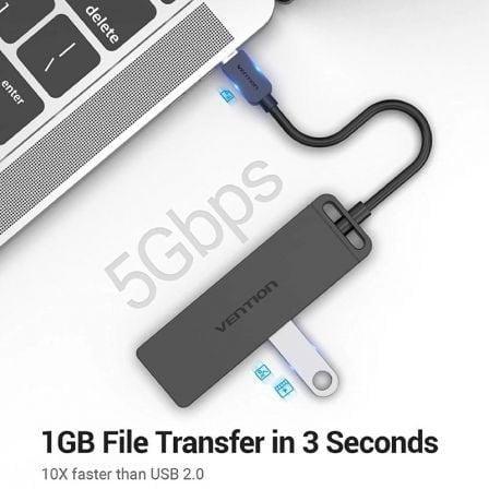 Hub USB Tipo-C Vention TGKBB/ 4xUSB/ 1xMicroUSB PD/ 15cm - PixelPlaza