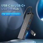 Hub USB Tipo-C Vention TGTBB/ 3xUSB/ 1xUSB Tipo-C/ 1x MicroUSB PD - PixelPlaza