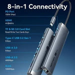 Docking USB Tipo-C Vention TGUHB/ RJ45/ 2xUSB/ 1xUSB Tipo-C/ 1xHDMI/ 1xUSB Tipo-C PD/ 1xLector de Tarjetas/ Gris - PixelPlaza