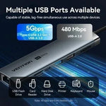 Docking USB Tipo-C Vention TGUHB/ RJ45/ 2xUSB/ 1xUSB Tipo-C/ 1xHDMI/ 1xUSB Tipo-C PD/ 1xLector de Tarjetas/ Gris - PixelPlaza