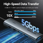 Hub USB 3.0 Vention TGXHB/ 1xUSB Tipo-C/ 3xUSB/ 1xUSB Tipo-C PD/ Gris - PixelPlaza
