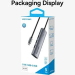 Hub USB Tipo-C 3.0 Vention TGZHB/ 3xUSB/ 1xUSB Tipo-C PD/ Gris - PixelPlaza