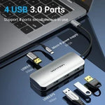 Hub USB Tipo-C Vention TNAHB/ 4xUSB/ 1xMicroUSB PD - PixelPlaza