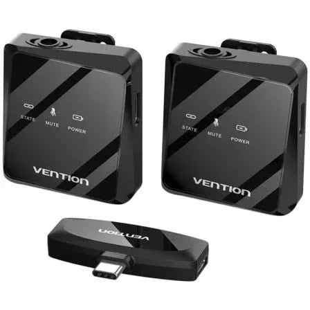 Micrófono Inalámbrico con Clip Vention NCBB0/ USB Tipo-C/ Incluye Receptor/ 2 unidades - PixelPlaza