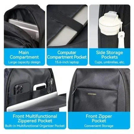 Mochila Vention KRMB0 para Portátiles hasta 15.6"/ 20L/ Negra - PixelPlaza