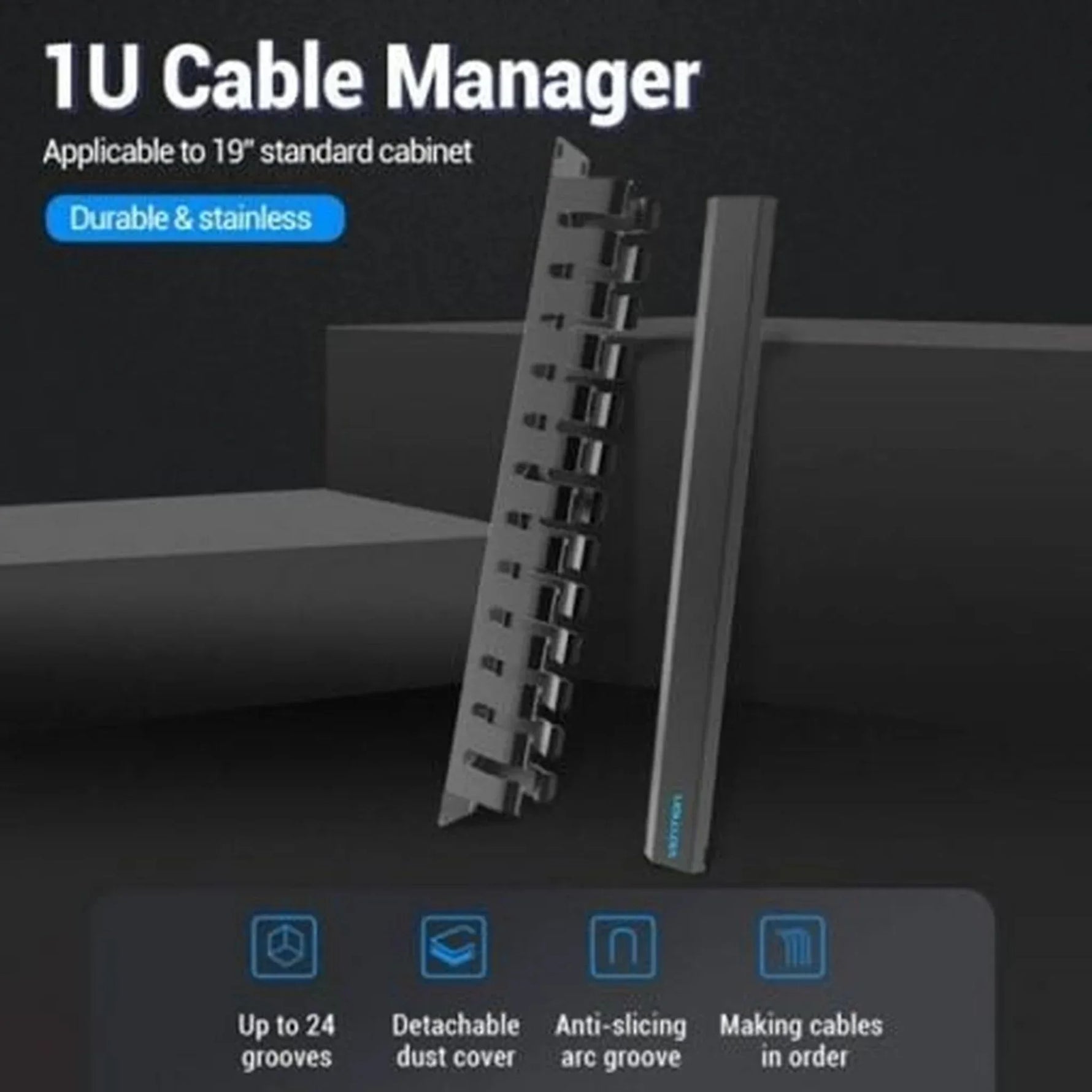 Organizador de Cables de Red Vention KHAB0/ 24 Puertos - PixelPlaza