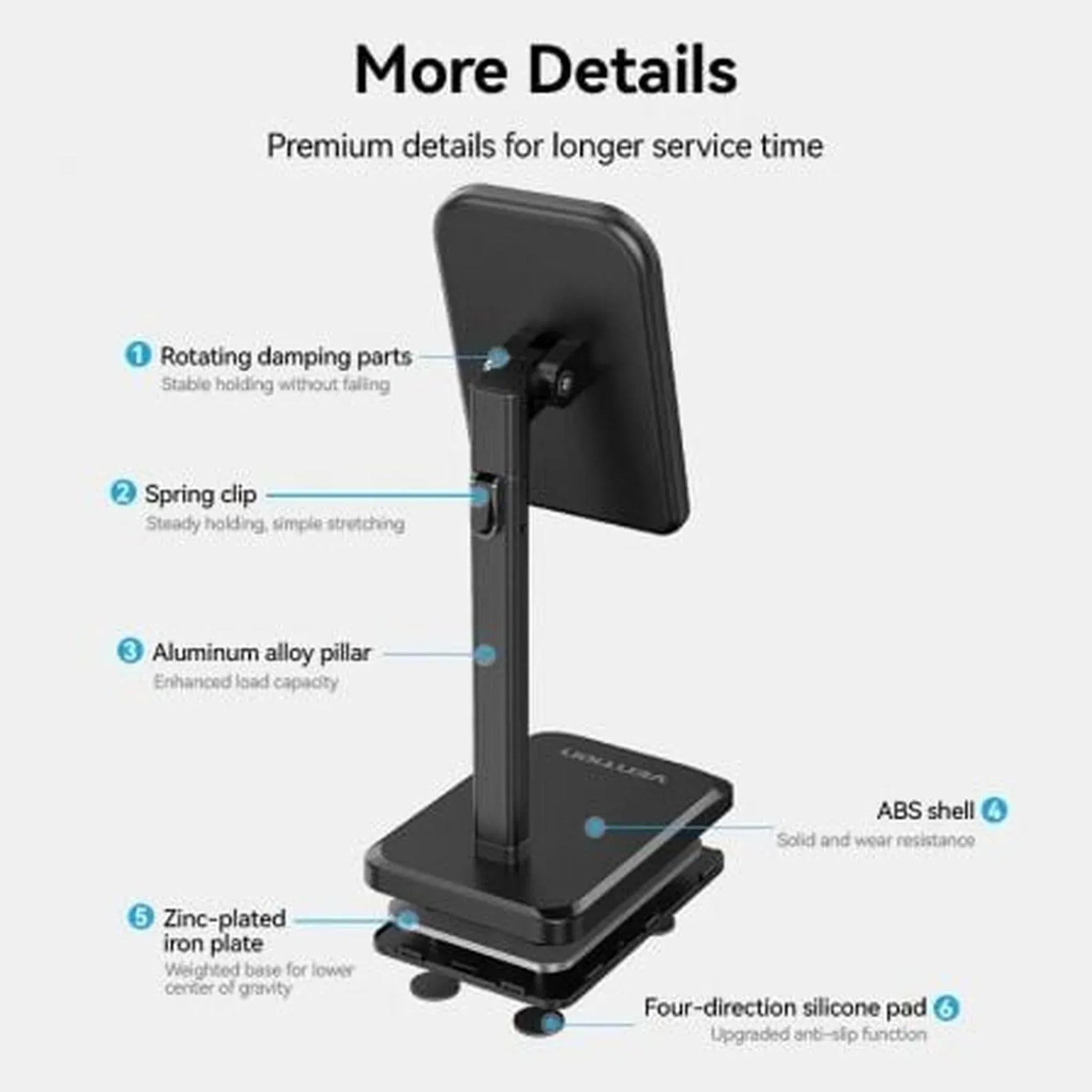 Soporte para Smartphone/Tablet Vention KCQB0/ Negro - PixelPlaza
