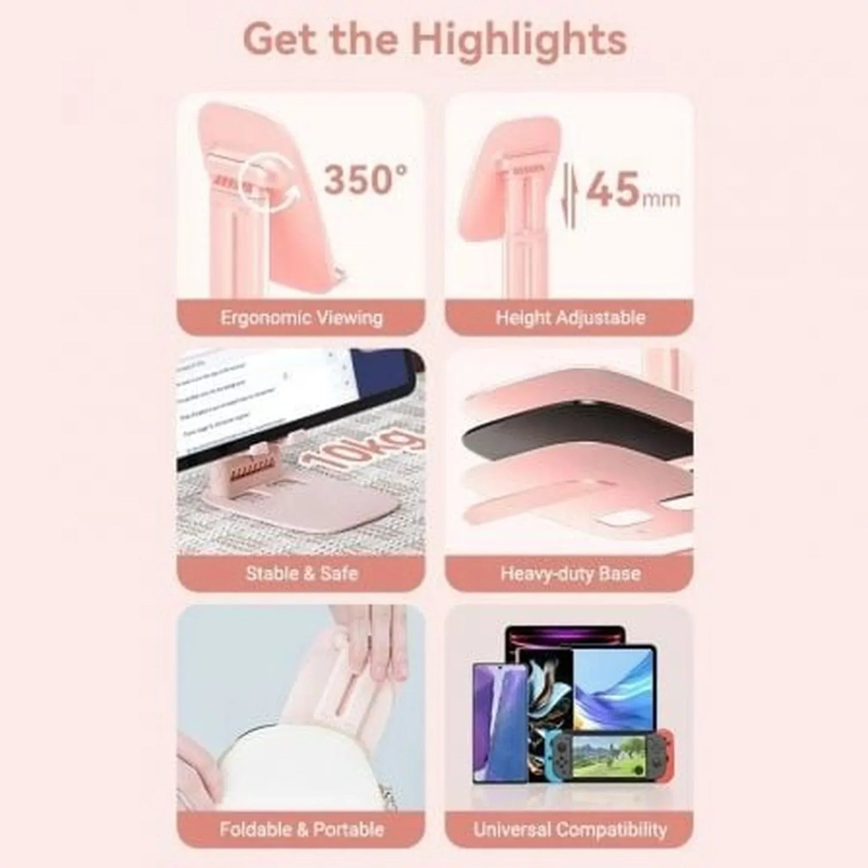 Soporte para Smartphone/Tablet Vention KSGP0/ Rosa - PixelPlaza