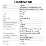 Teclado y Ratón Inalámbricos Vention Combo KTDB0-ES - PixelPlaza