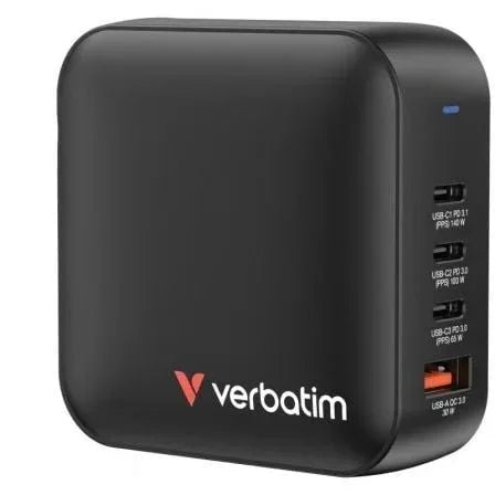 Cargador de Pared Universal GaN para Viaje Verbatim Mini GaN Wall Charger/ 3xUSB Tipo-C/ 1xUSB/ 165W - PixelPlaza