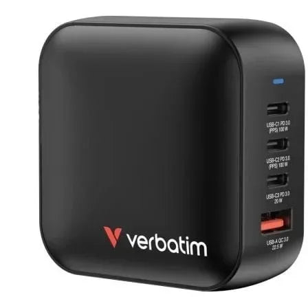Cargador de Pared Universal GaN para Viaje Verbatim Mini GaN Wall Charger/ 3xUSB Tipo-C/ 1xUSB/ 100W - PixelPlaza