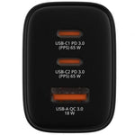 Cargador de Pared GaN Verbatim Essentials/ 2xUSB Tipo-C/ 1xUSB/ 65W - PixelPlaza