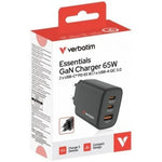 Cargador de Pared GaN Verbatim Essentials/ 2xUSB Tipo-C/ 1xUSB/ 65W - PixelPlaza