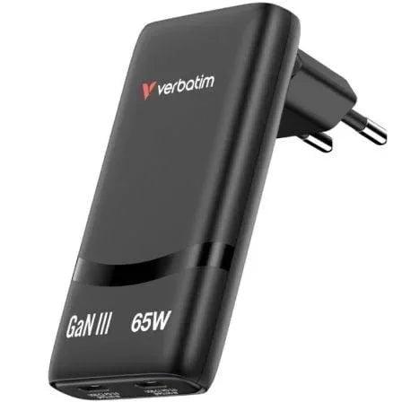 Cargador de Pared GaN Verbatim Fold 'n' Go/ 2xUSB Tipo-C/ 65W - PixelPlaza