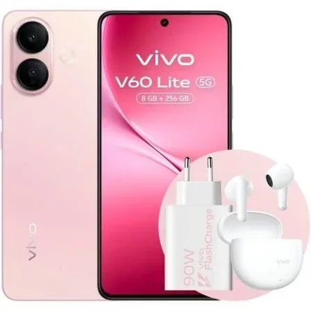 Smartphone Vivo V60 Lite 8GB/ 256GB/ 6.77"/ 5G/ Rosa/ Incluye Cargador 90W y Buds - PixelPlaza