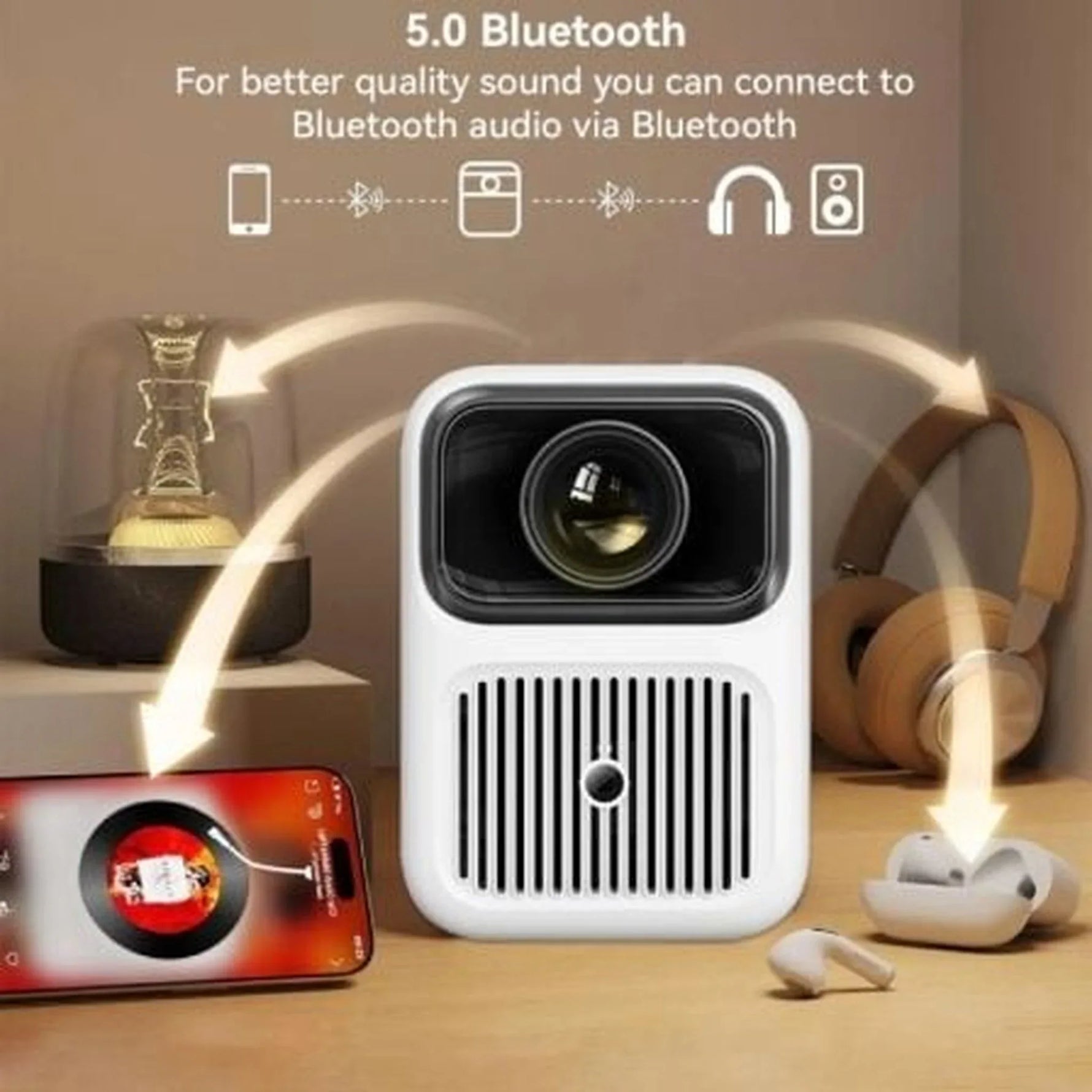 Proyector Portátil Wanbo Dali 1/ 350 Lúmenes/ HD/ HDMI/ Bluetooth/ WiFi/ Blanco - PixelPlaza